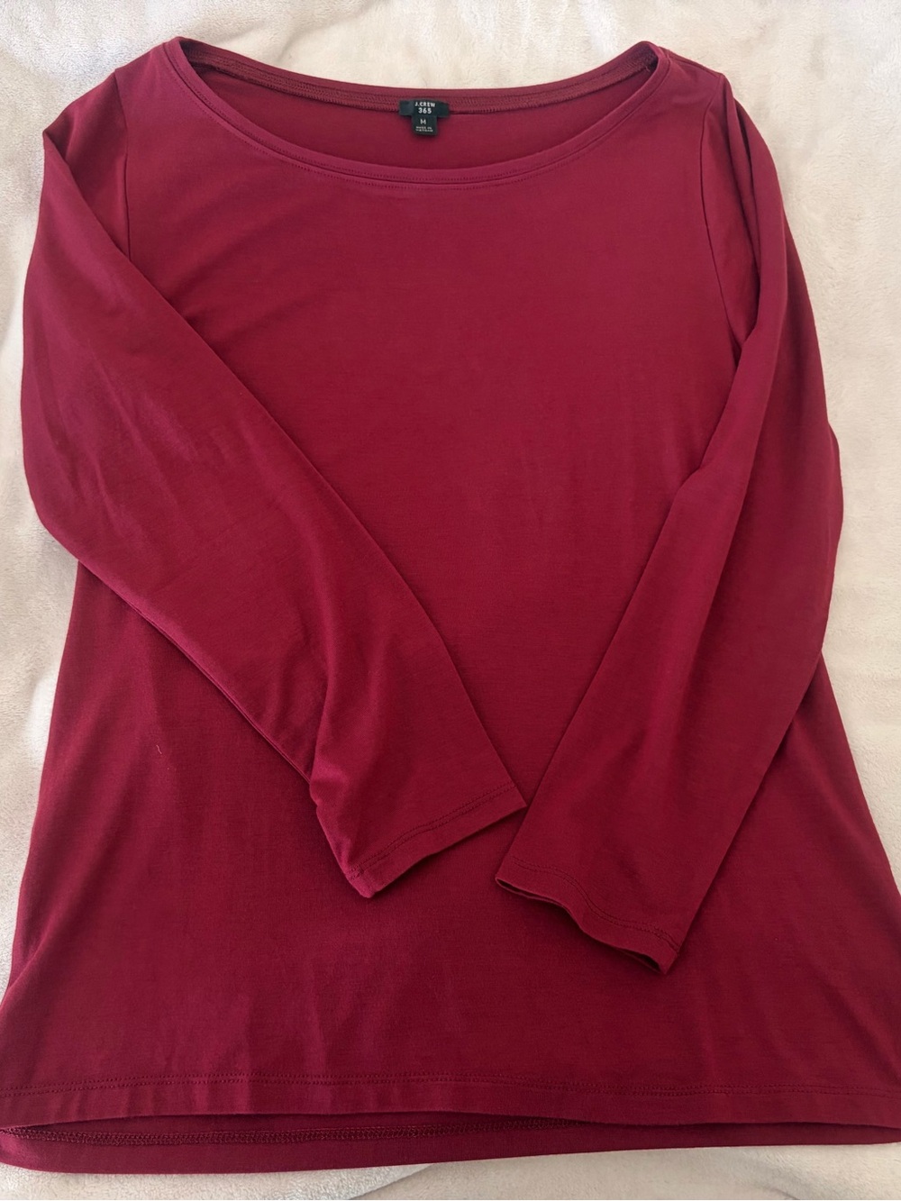J. Crew Long-Sleeve Boatneck Tee in Burgundy NWOT